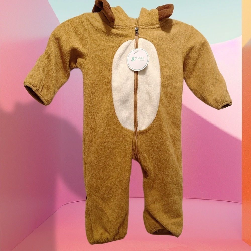 NWT Cuddle Club Fleece Baby Bunting Bodysuit with Hood Size 6-12 mos